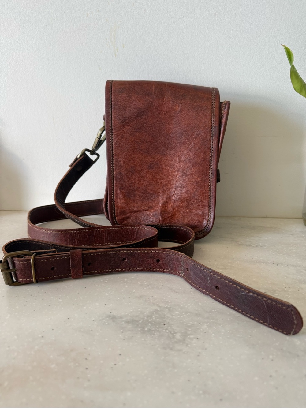 Brown Leather Crossbody Shoulder Bag